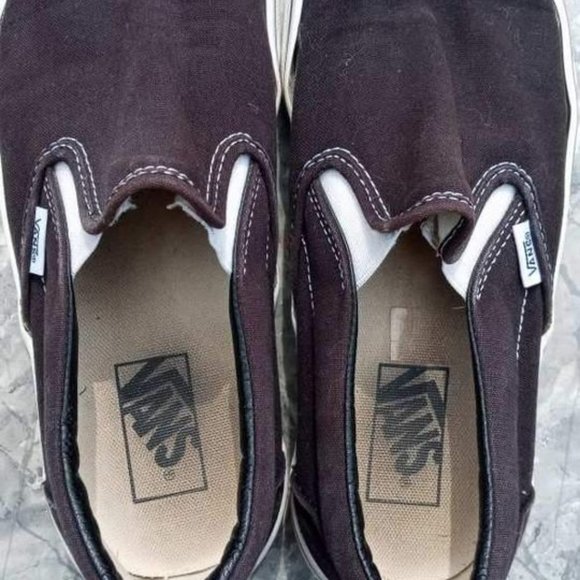 VINTAGE CLASSIC "VANS" OFF THE WALL SLIP ON BLACK WITH WHITE SNEAKERS USED - Picture 5 of 7